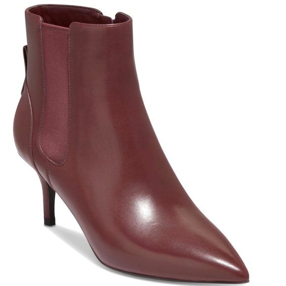 COLE HAAN Go-To-Park BLOODSTONE Leather Booties Pointed Toe Stiletto heel boots - Picture 5 of 11